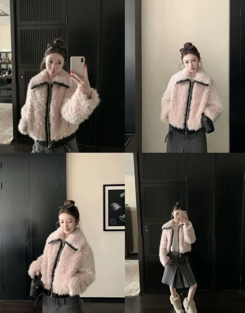 “小羊咩咩”网红时髦洋气卷卷毛手感贼好滴毛毛外套冬季毛毛外套