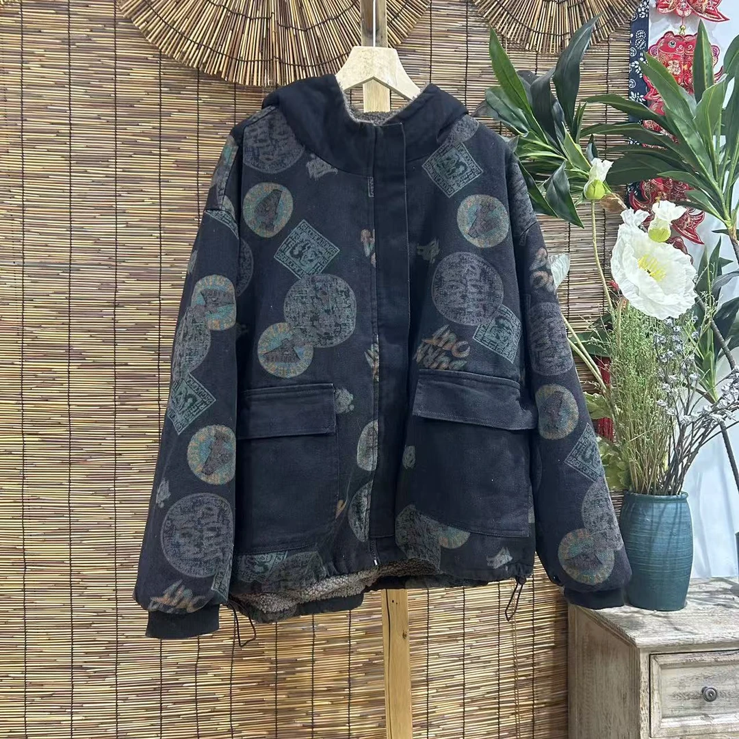 19551新款秋冬加厚休闲宽松双面穿棉服