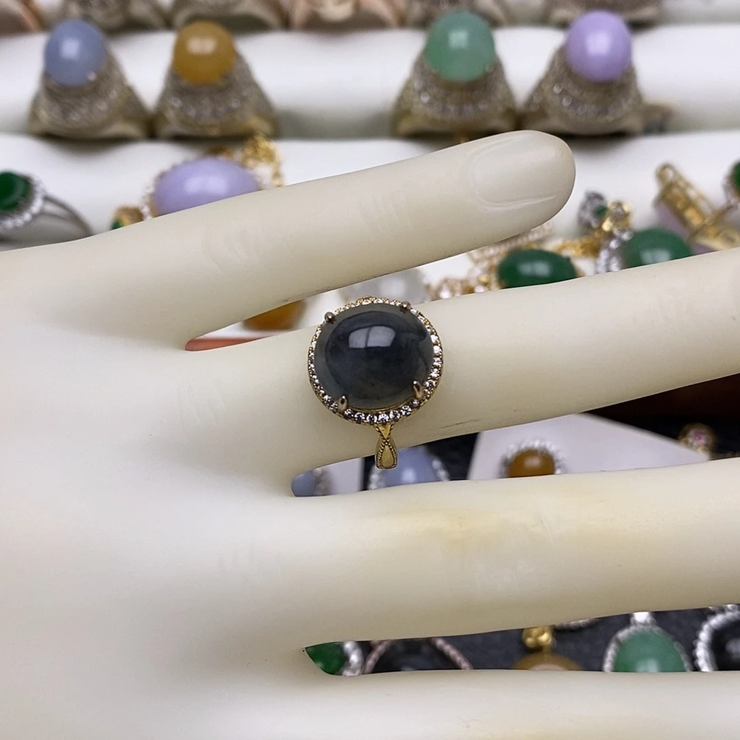 翡翠银S925镶嵌戒指/0018