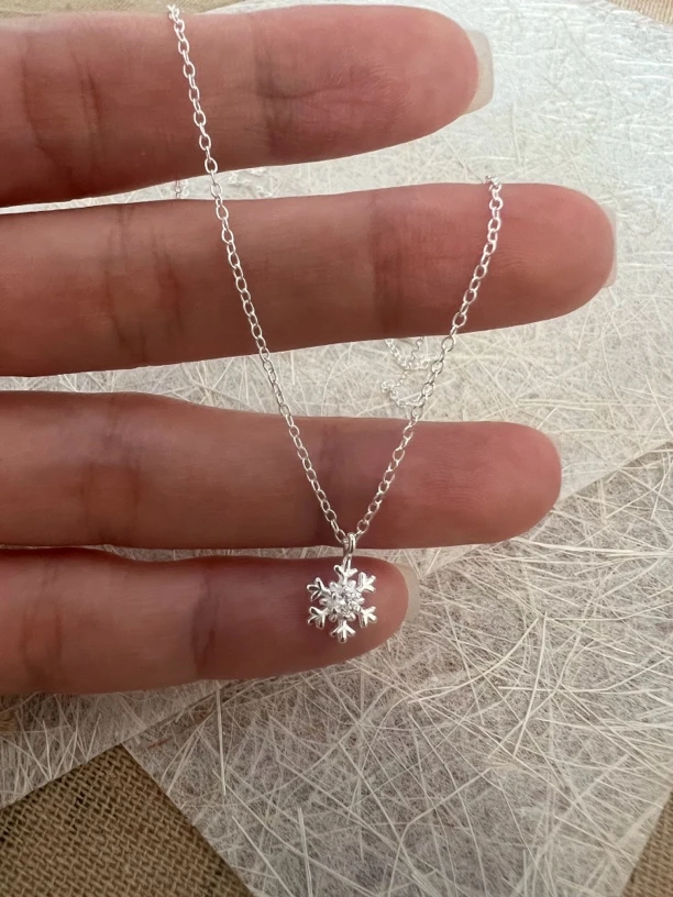 坠链均925银锆石 雪花项链纯银项链时尚饰品情人节礼物