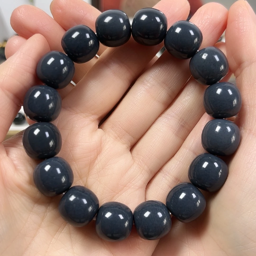 和田玉未镶嵌手串卡14老形珠