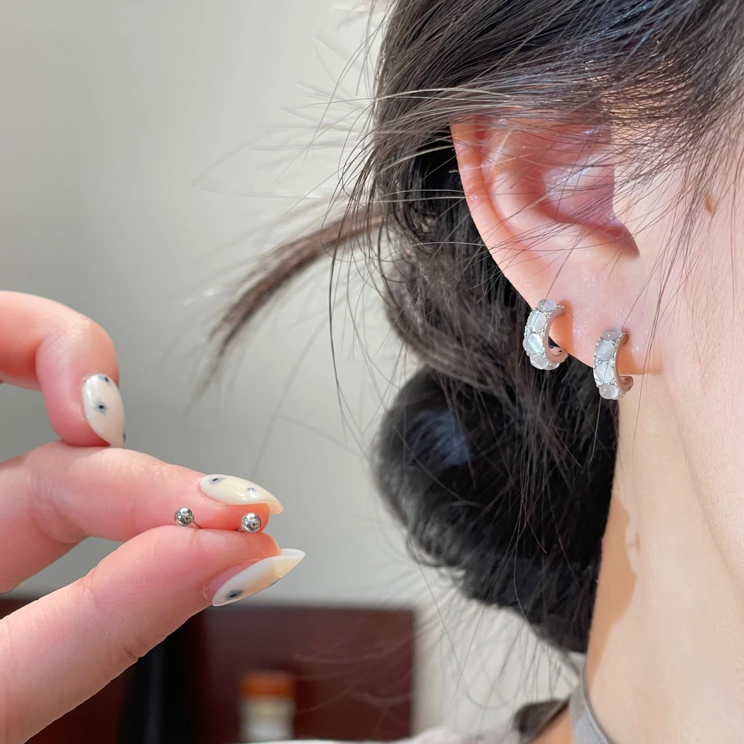 四件套猫猫石C型耳环通勤百搭简约精致耳饰R2444