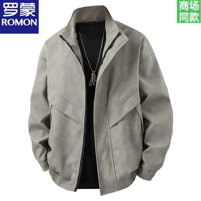 罗蒙春秋新款海宁商务男士机车服痞帅皮衣百搭潮牌PU皮夹克外套