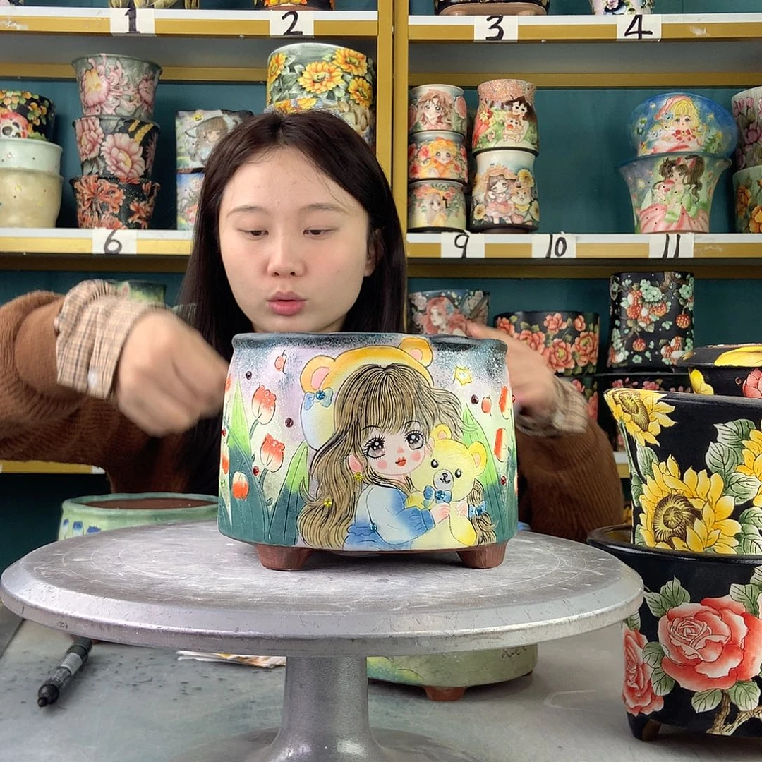 陶景德镇手工花盆865