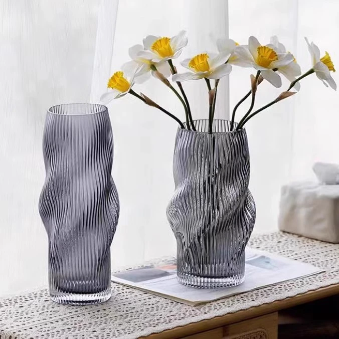 D93028螺旋不规则扭曲水培玻璃花瓶现代家居装饰品软装花器