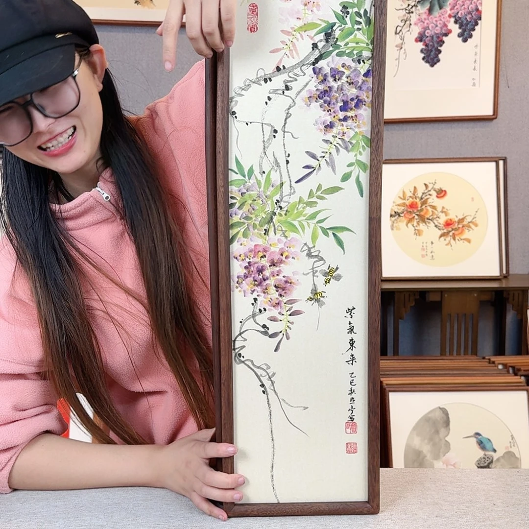 书法纯手绘，纯手写带框尺寸：20×70厘米