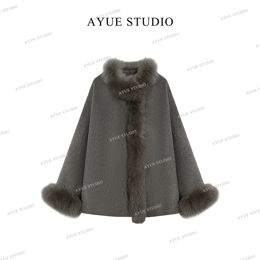 AYUE「北海道」毛领100%狐狸毛，95%绵羊毛5%羊驼毛细腻绒感2152