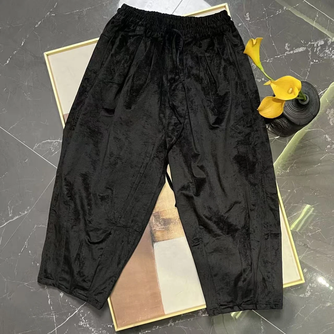 32969-百棉松紧腰九分裤阔腿裤通用