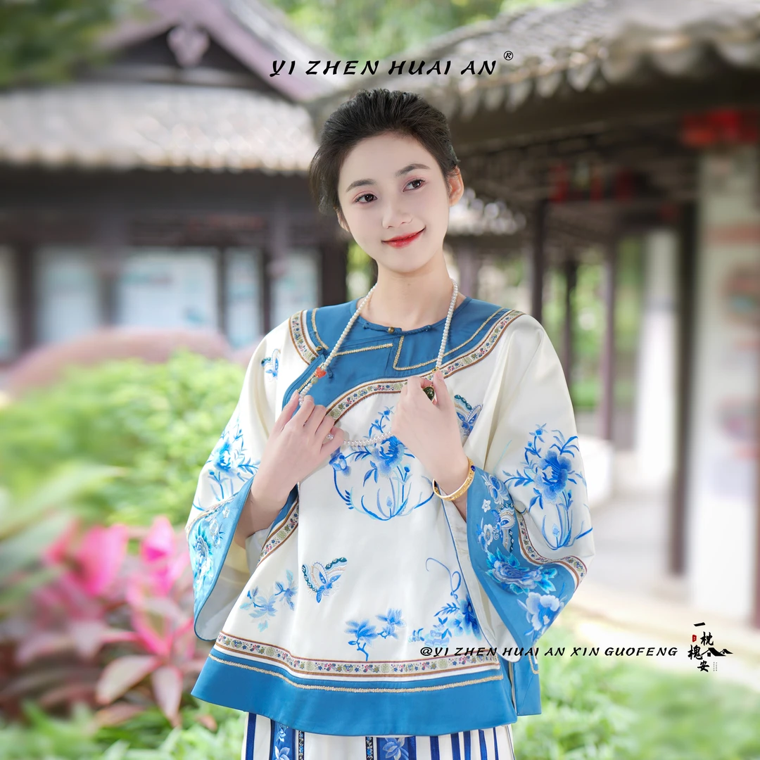 一枕槐安·【青花瓷短款】新中式古风复古斜襟民国风汉元素宽松上衣