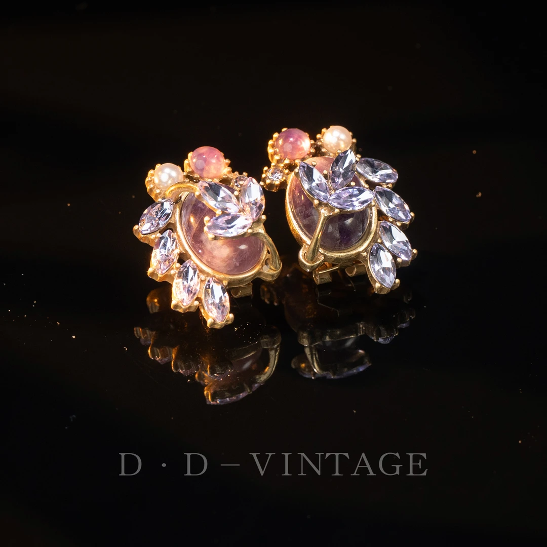 铜合金仿水晶耳饰 耳钉时尚镶嵌气质