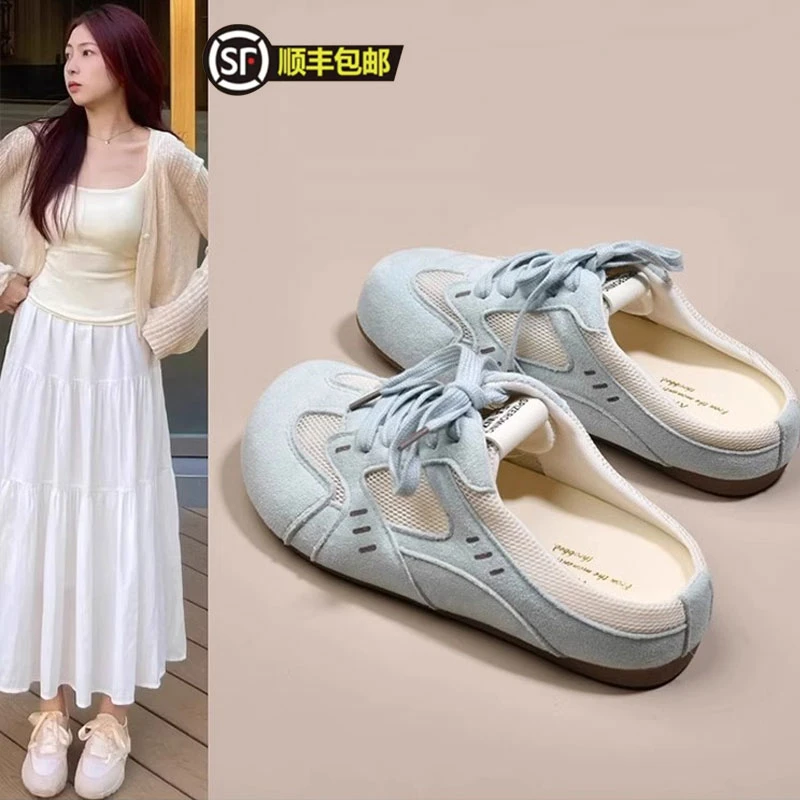 新百伦百搭厚底勃肯鞋包头半拖鞋女夏外穿2025新款德训鞋凉拖鞋子