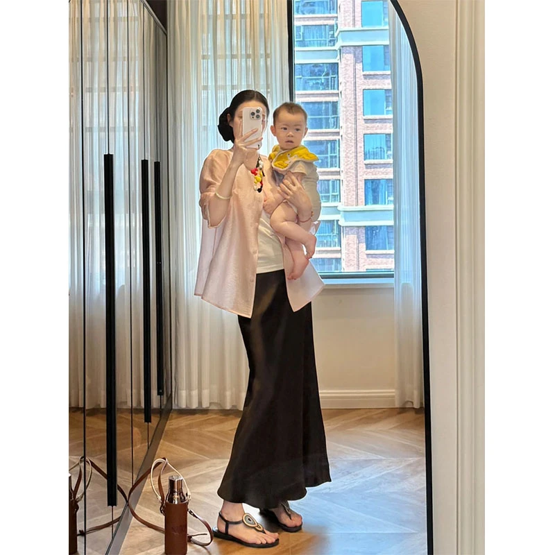 夏季新款修身显瘦休闲小众设计感百搭衬衫上衣气质时尚收腰半身裙