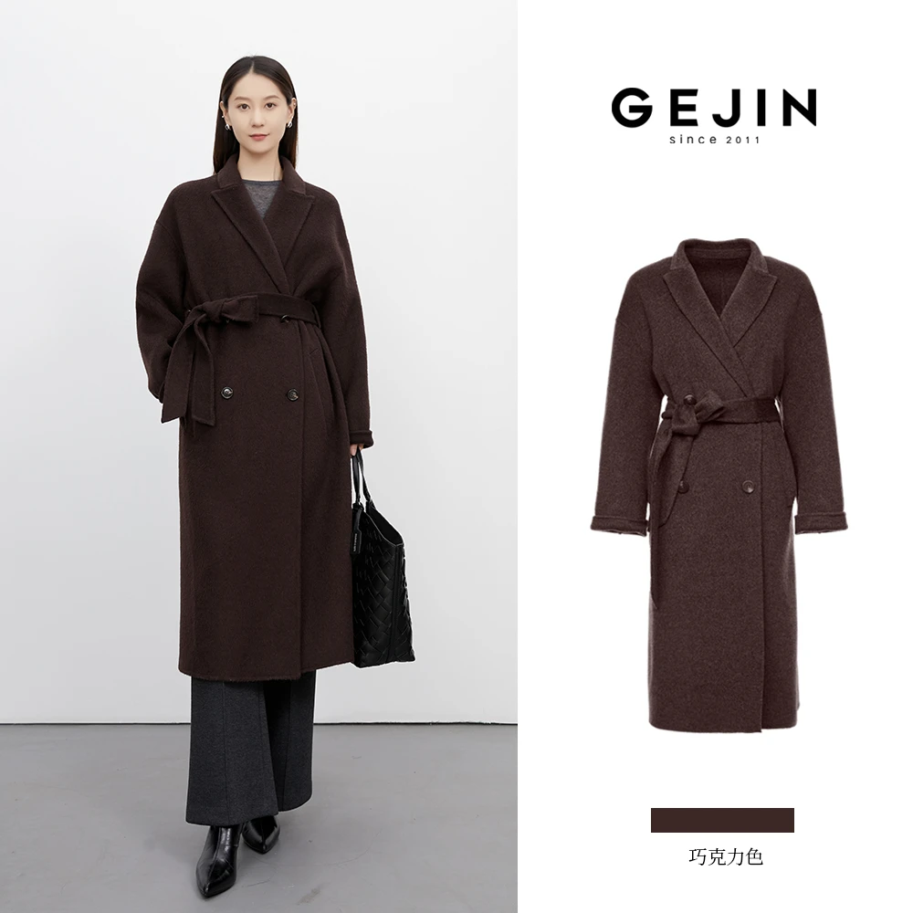 冬季新款高级感法式双面长款老钱风毛呢大衣外套9432582567