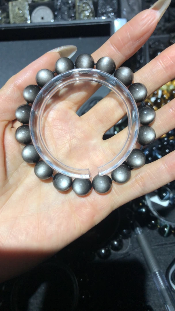 天然银曜石手串10mm