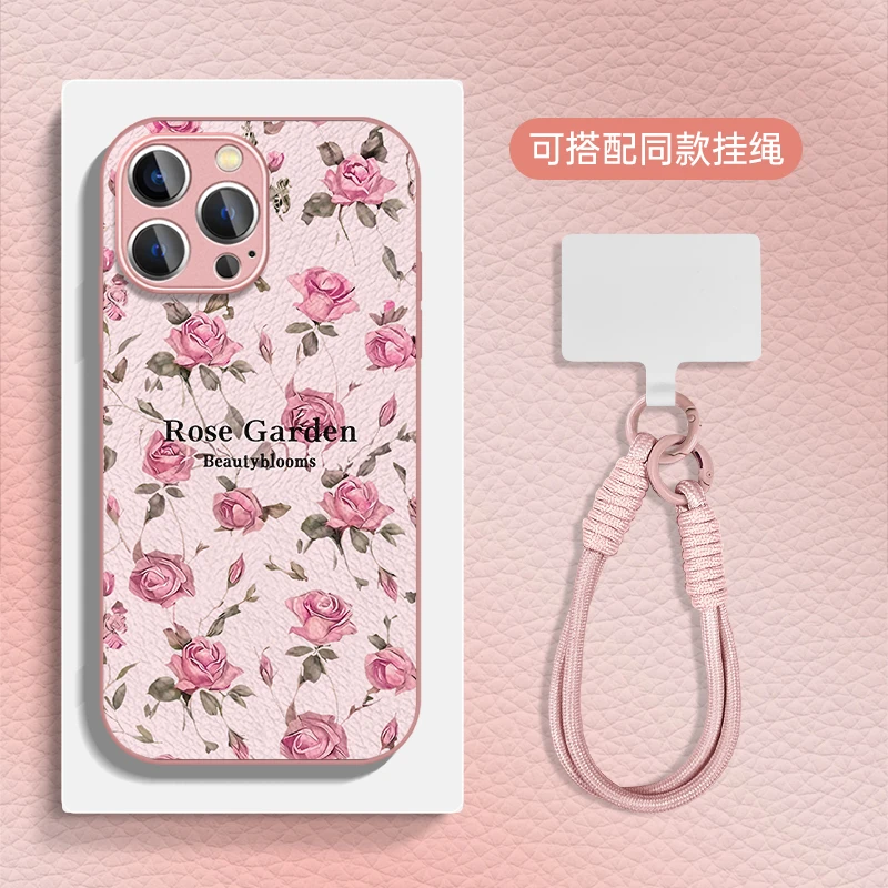 适用于苹果16华为OPPO小米VIVO百搭时尚金属漆小羊皮手机壳HA0420