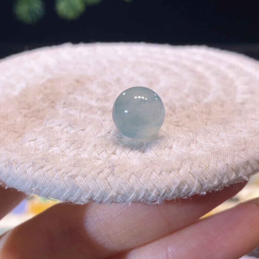 翡翠未镶嵌颈饰翡翠冰蓝碎花珠12.78mm