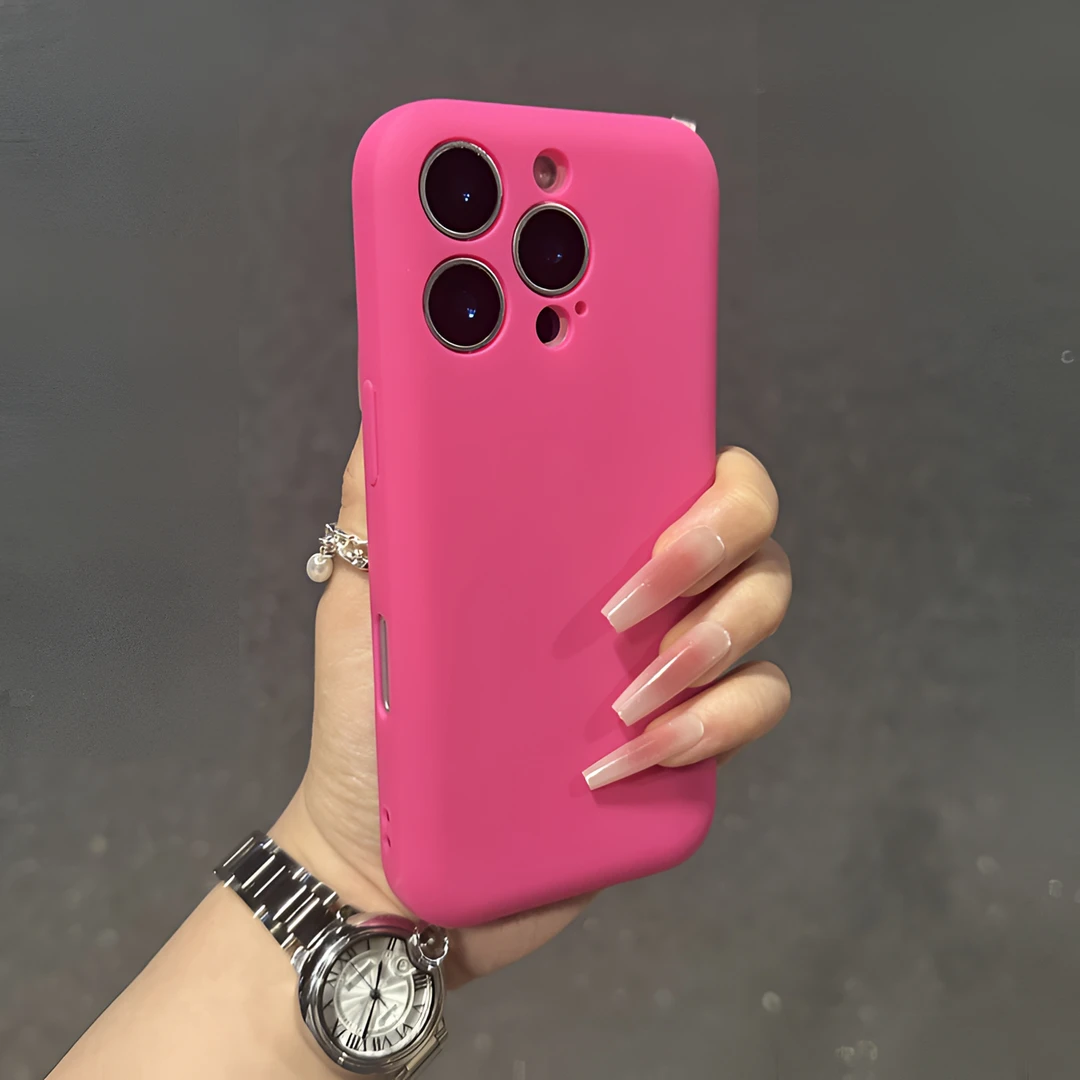 玫红色磨砂适用苹果16手机壳iPhone15promax全包防摔14女款13小众