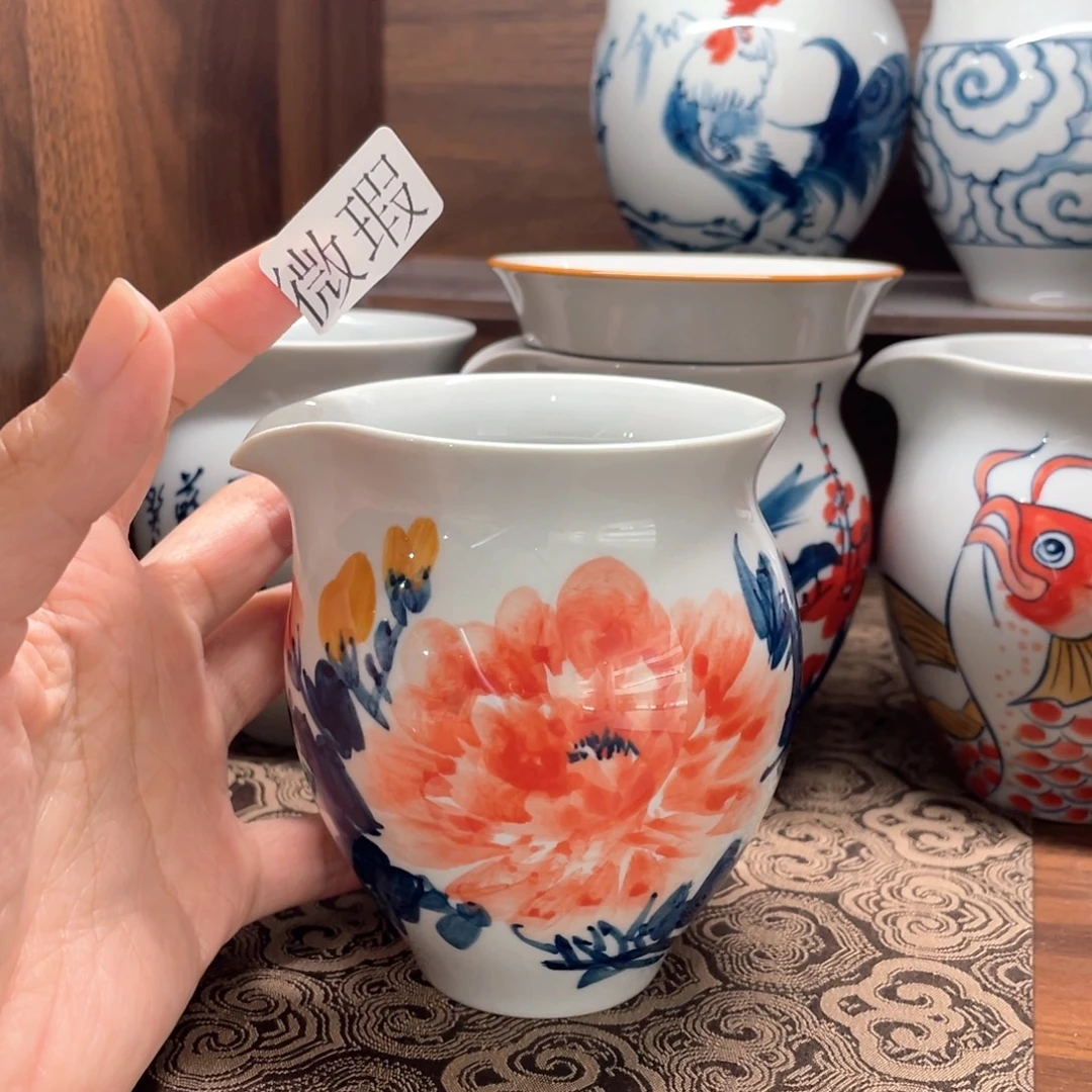釉下手绘茶具微瑕