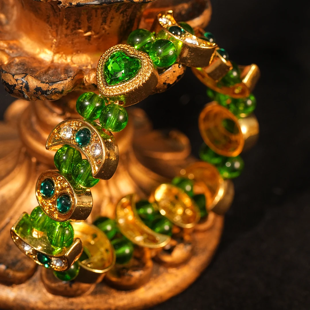 铜合金手链  【4041】手链 绿色复古手工百搭气质