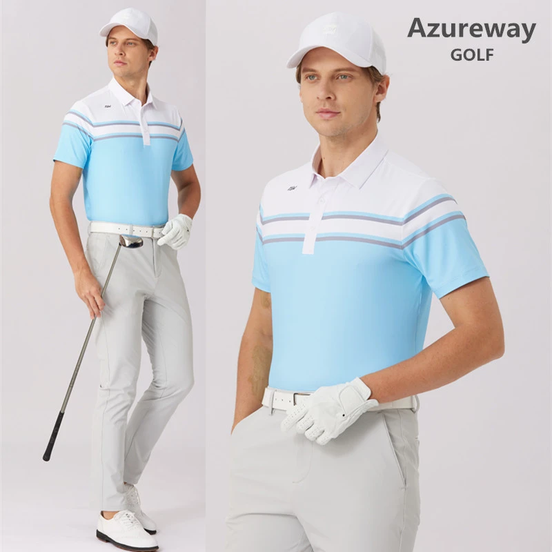 Azureway夏季高尔夫运动POLO衫男士短袖速干弹力T恤GOLF运动球衣