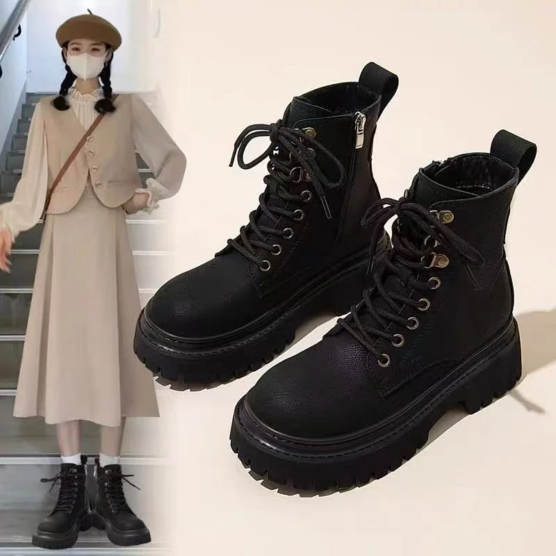 8688断码女鞋时尚百搭厚底马丁靴英伦风春秋季女短靴