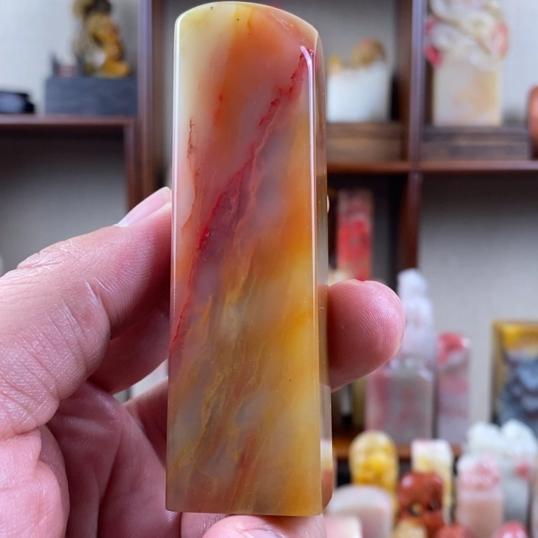 巴林石印石巴林鸡血石素章