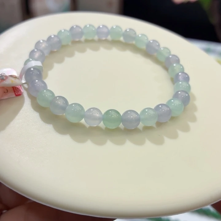 翡翠未镶嵌手链冰紫双彩卡6.3