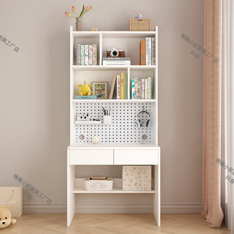 洞洞板书桌书架一体实木学习书桌12-18岁桌子家用电脑桌单人卧室