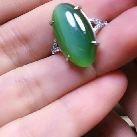银S925镶嵌戒指和田玉