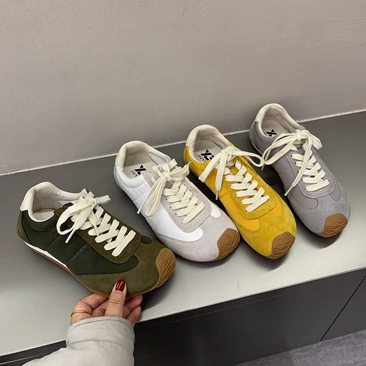 时尚运动休闲鞋厚底阿甘鞋女款鞋子春夏黄色百搭德训鞋女鞋单鞋
