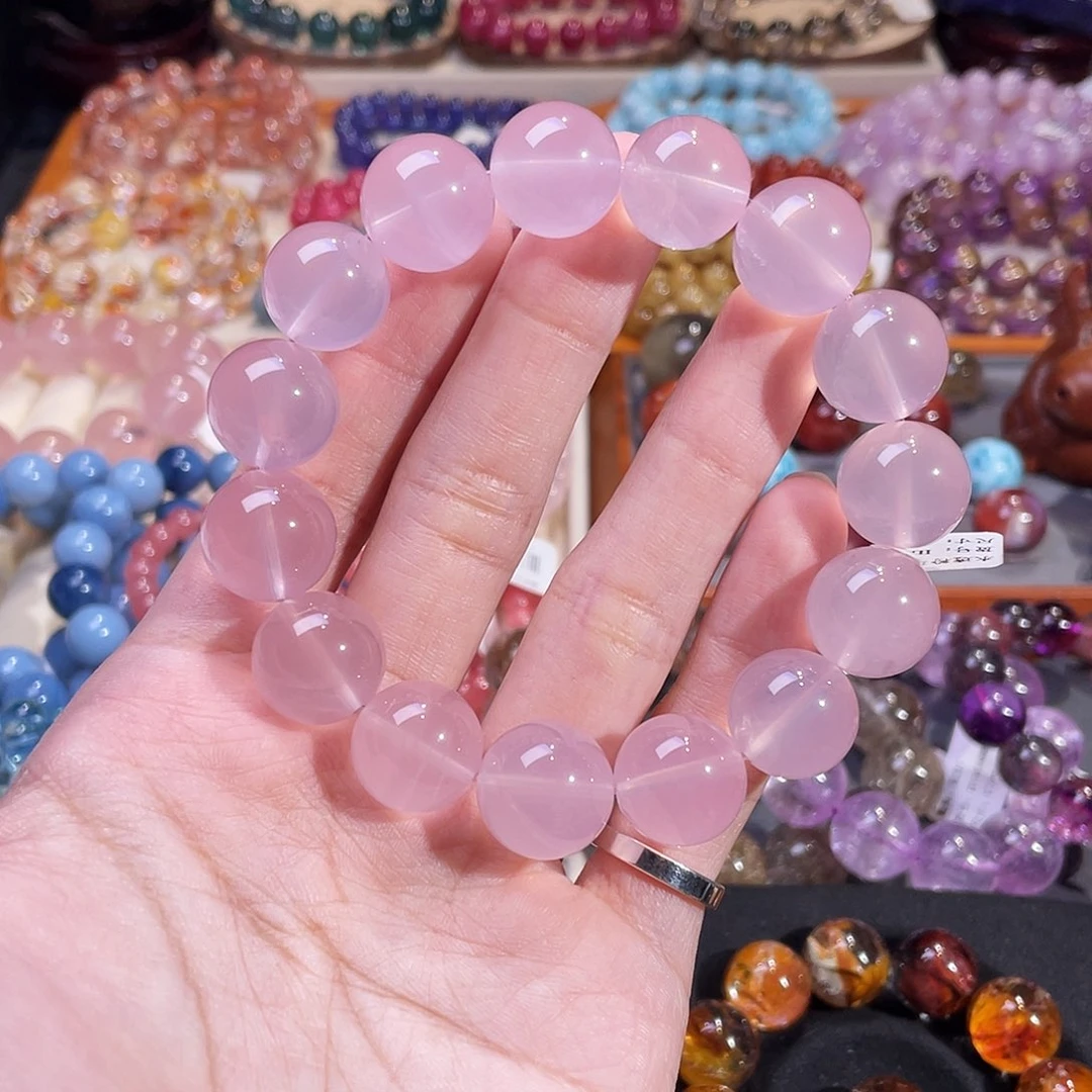 未镶嵌水晶手链水透体粉水晶15