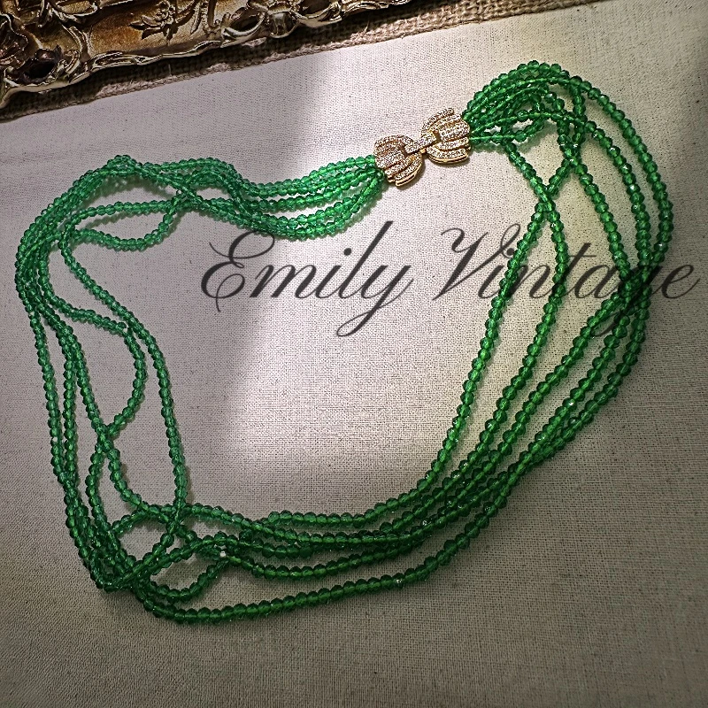 铜合金玻璃项链 【279】《绿蔓金蝶》Emily Vintage珍藏款