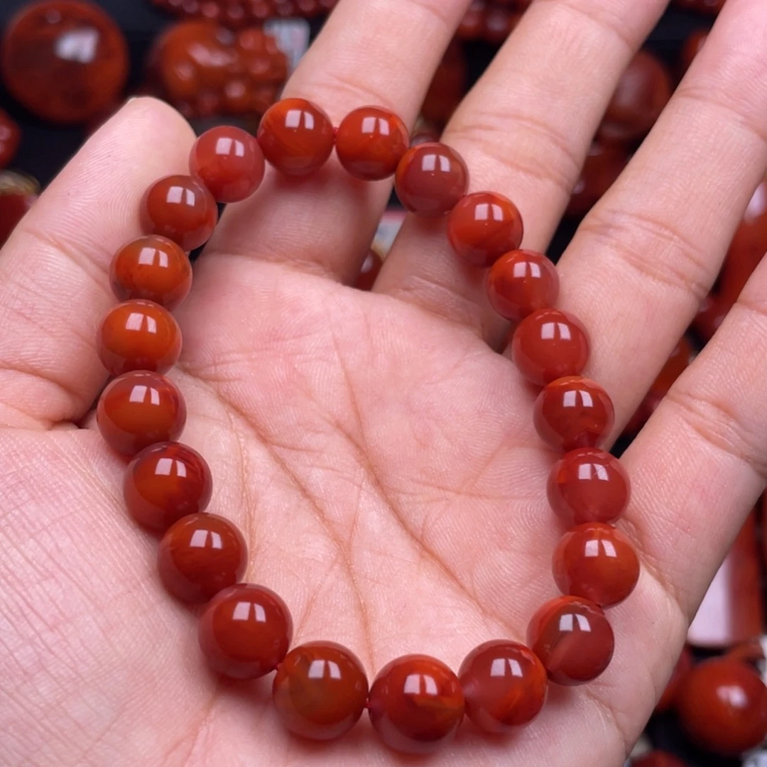 南红玛瑙珠宝奇石未镶嵌单圈9.5mm