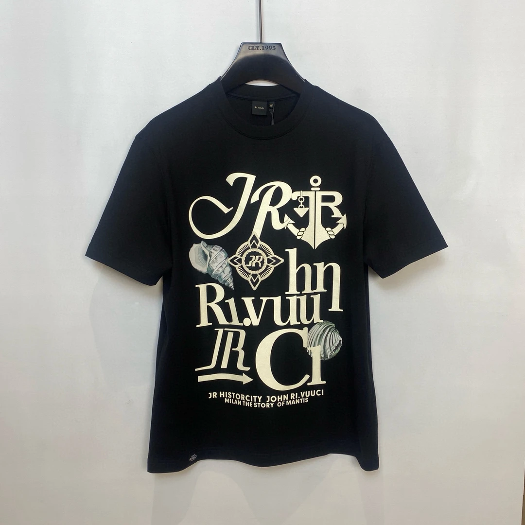 RI.VUUCI  休闲时尚经典潮流洋气黑色圆领T恤 JR2521YT023