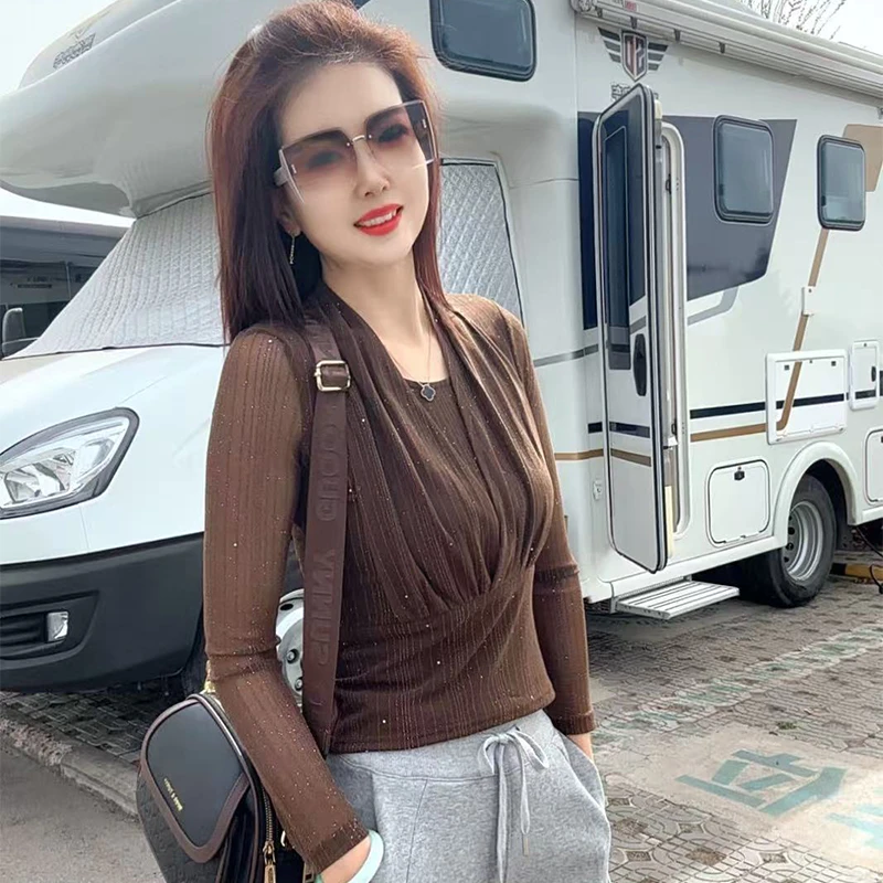 【齐姐专属】春秋气质小衫女内搭V领打底衫2025新款洋气上衣长袖