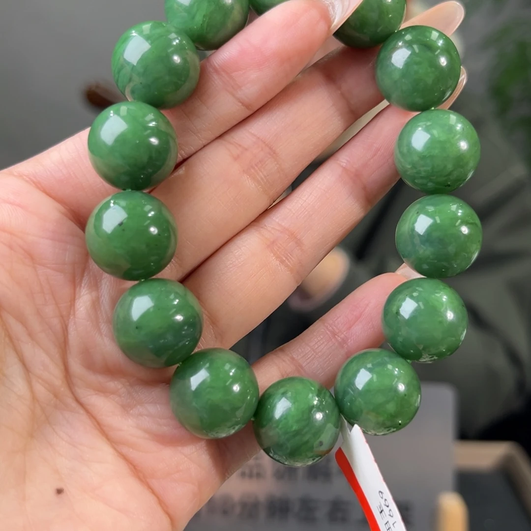 和田玉未镶嵌手链纯天然和田玉俄罗斯碧玉卡16（毕业级）