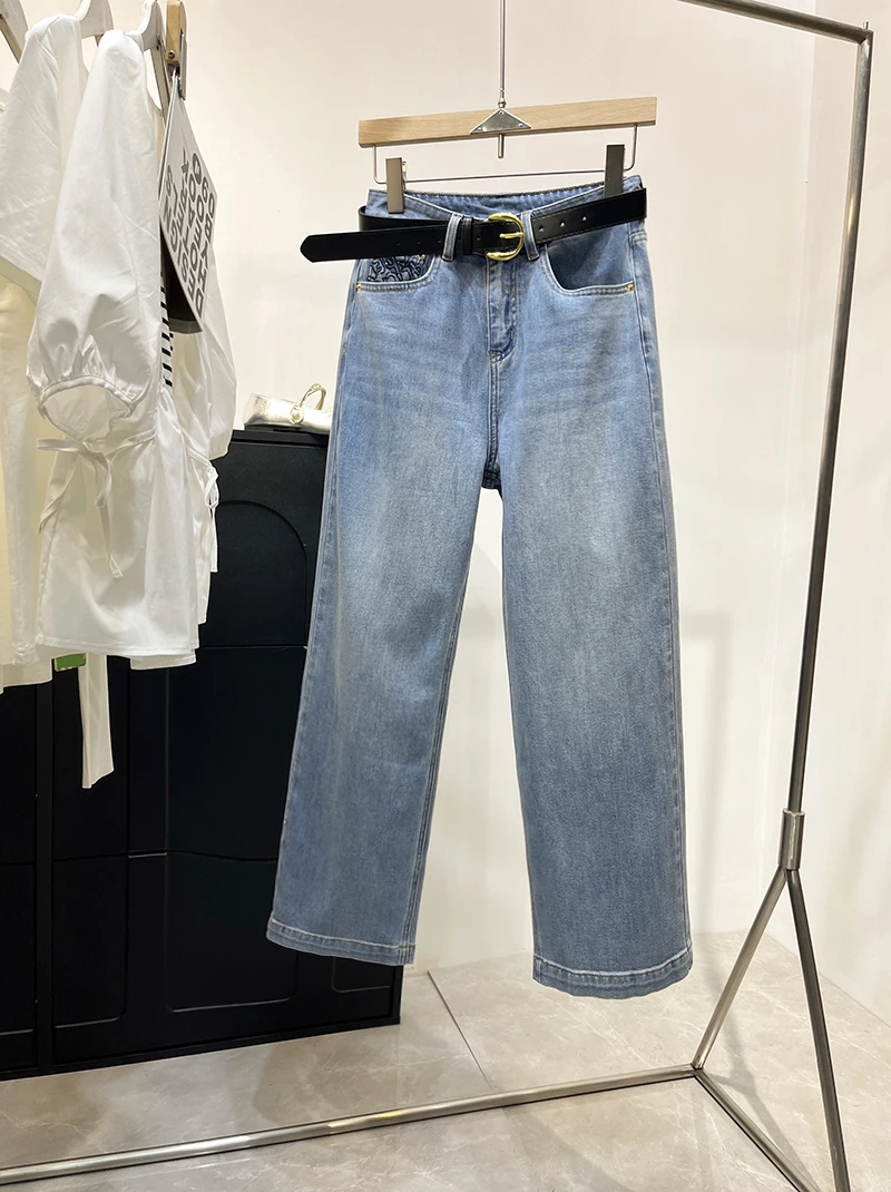 B高定丹宁！奥地利爆闪水钻~多重水洗阔腿牛仔裤 E304 女装 H5971