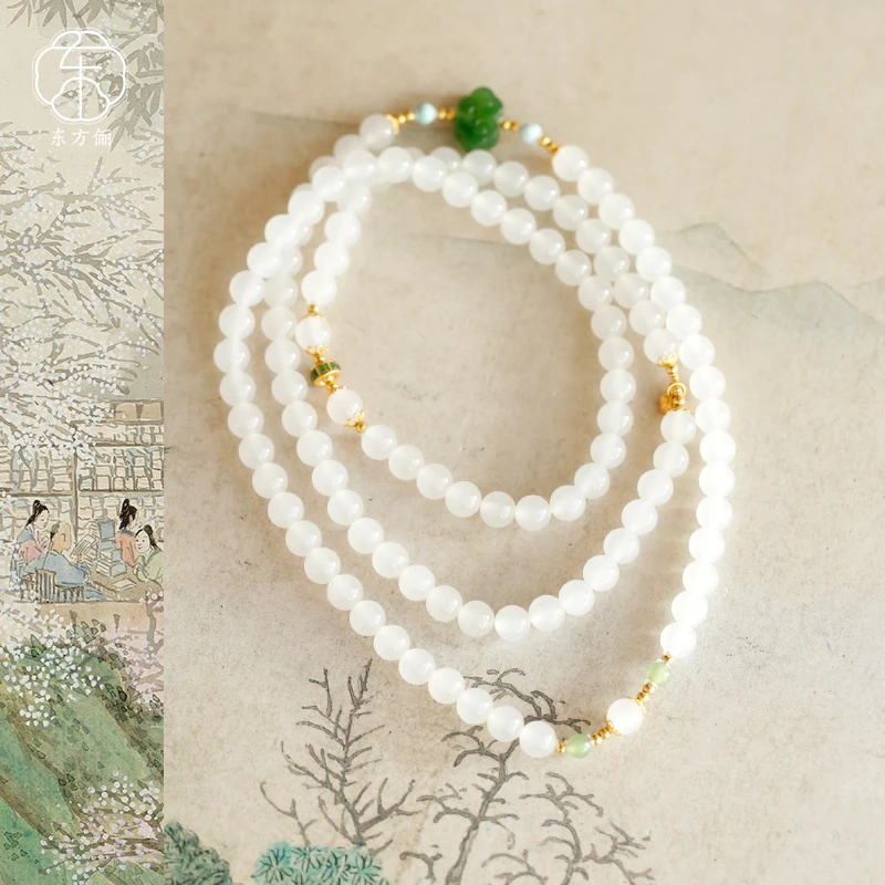 东方俪DOFUNLY【雪意链】和田玉如意隔珠设计款18K金项链WYXL雅韵