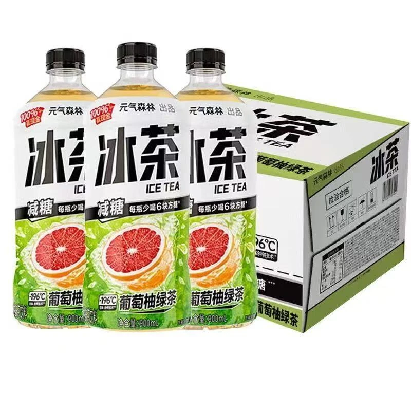 【6月19号到期】元气森林冰茶葡萄柚绿茶减糖维生素C900ml*12瓶大瓶