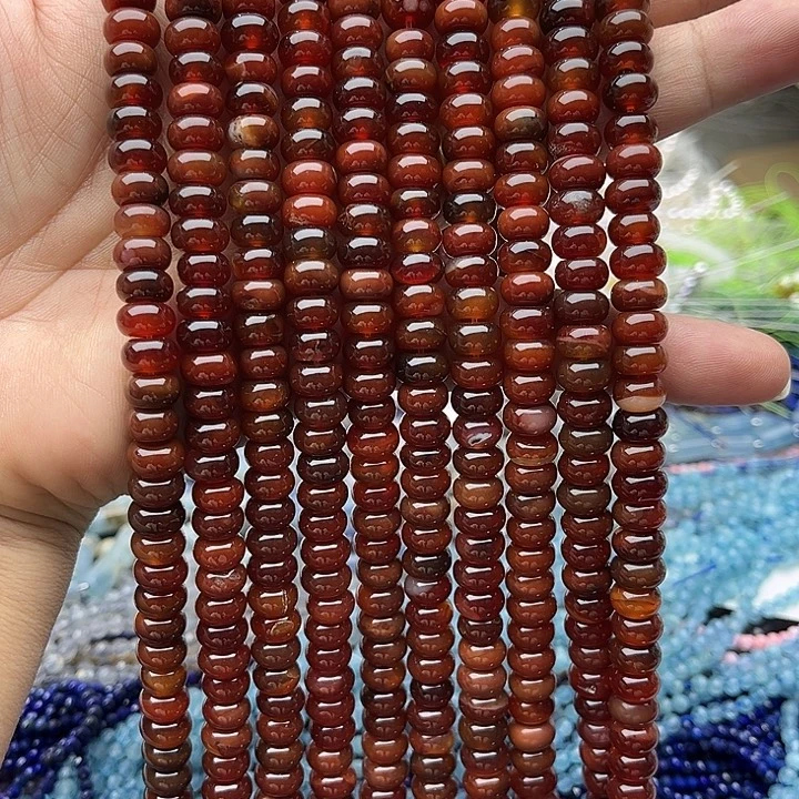 玛瑙/玉髓未镶嵌珠宝半成品一条8mm左右玛瑙算盘珠