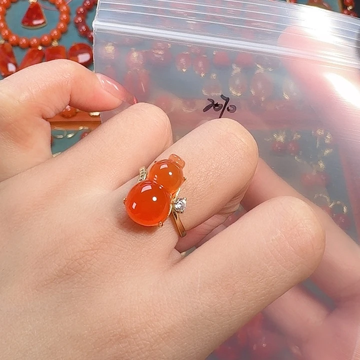 南红玛瑙银S925镶嵌戒指