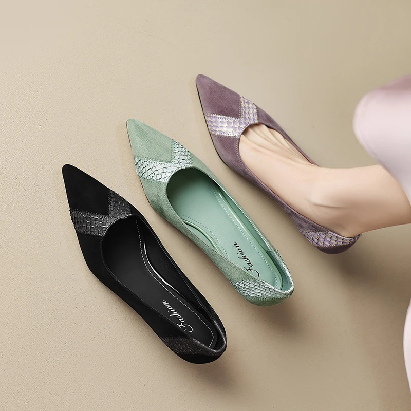 羊反绒+鱼皮4.5厘米2025时尚质感设计师气质真皮高端定制单鞋0116