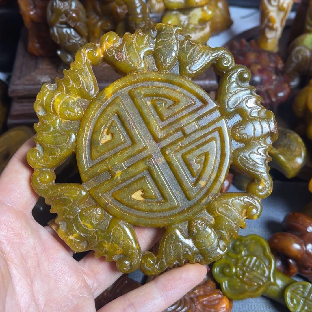 蛇纹石玉合金颈饰