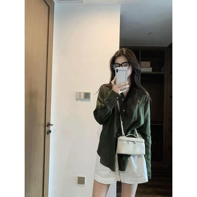 韩系夏季新款休闲百搭时髦洋气长袖衬衫休闲百搭上衣