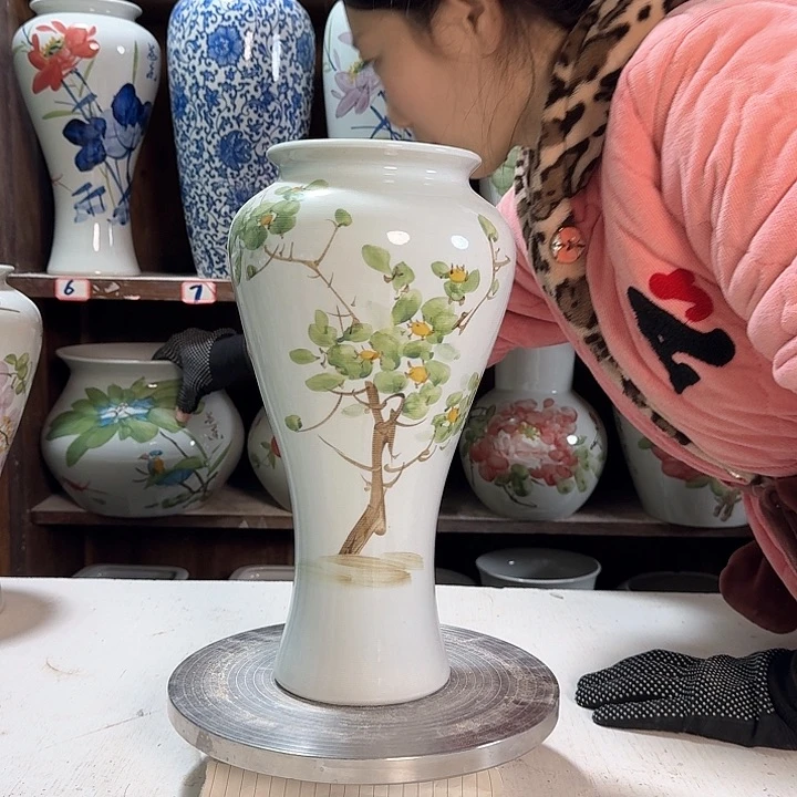 瓶梅瓶绿绿绿梅花新款陶瓷