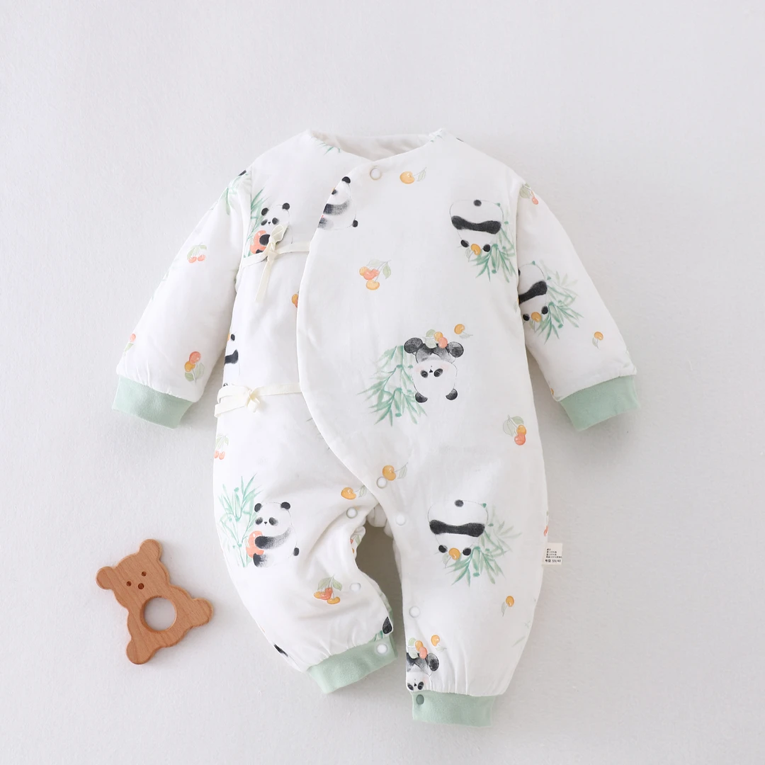 新生儿纯棉加厚秋冬120克/150克棉服外出爬服连体