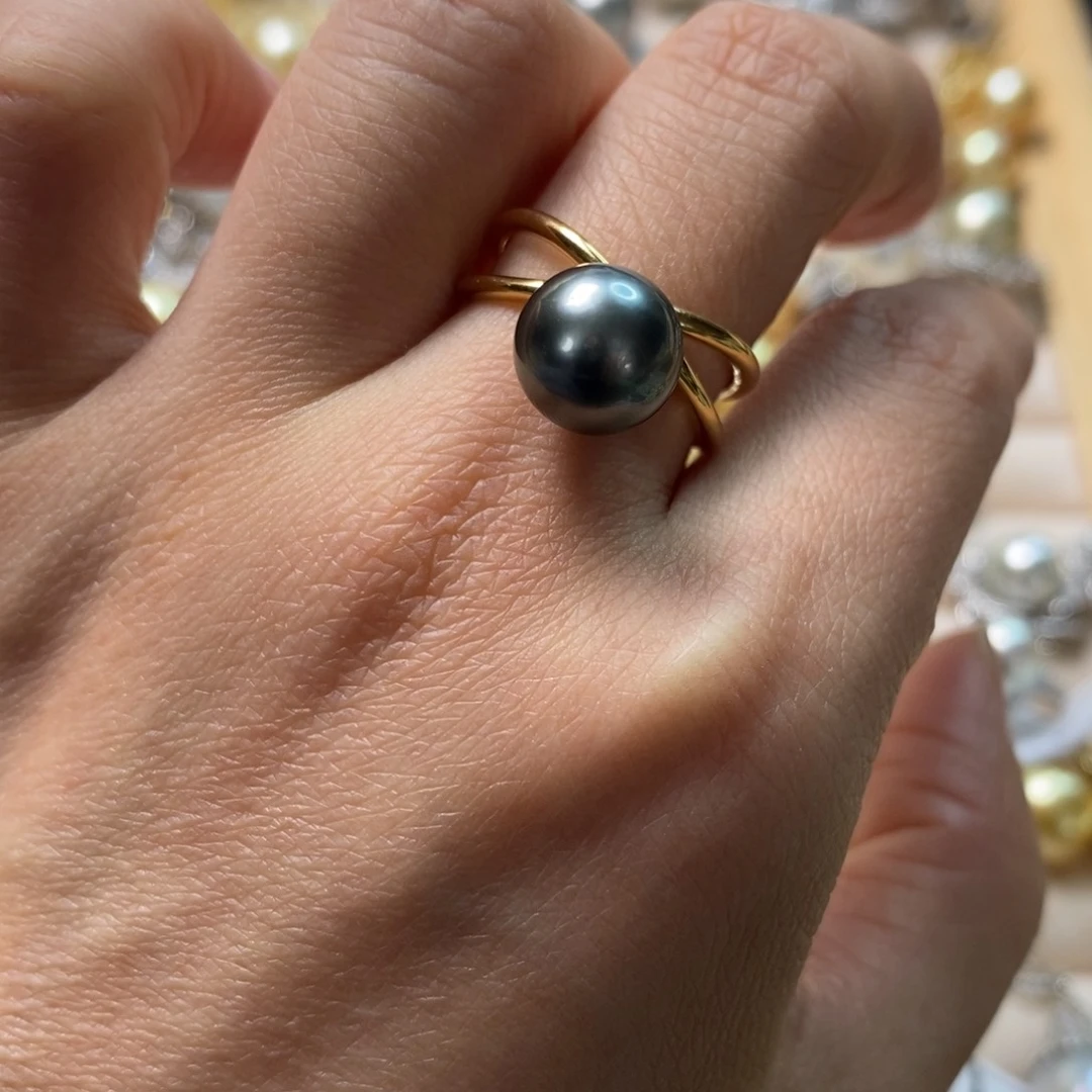 海水珍珠戒圈银S925镶嵌