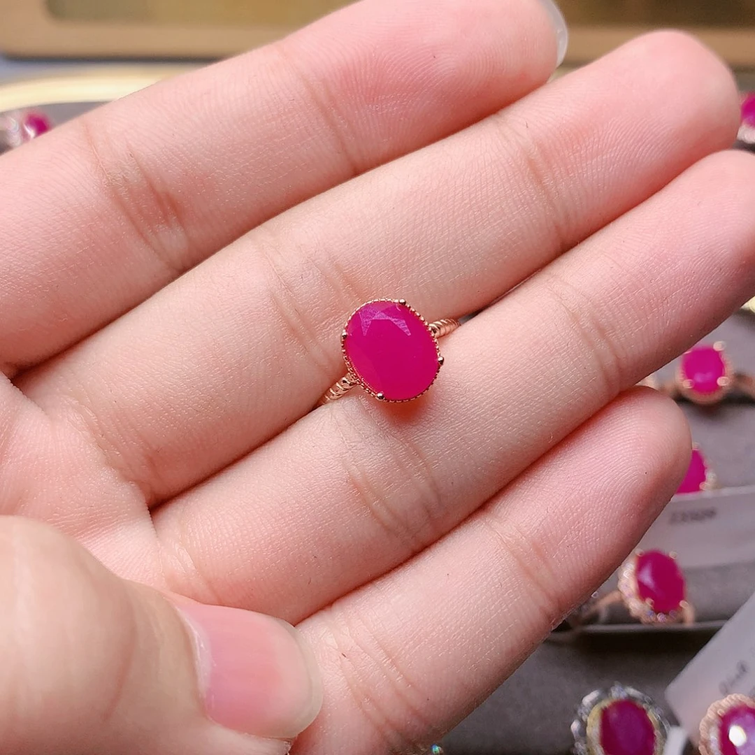 红宝石戒指银S925镶嵌小**我