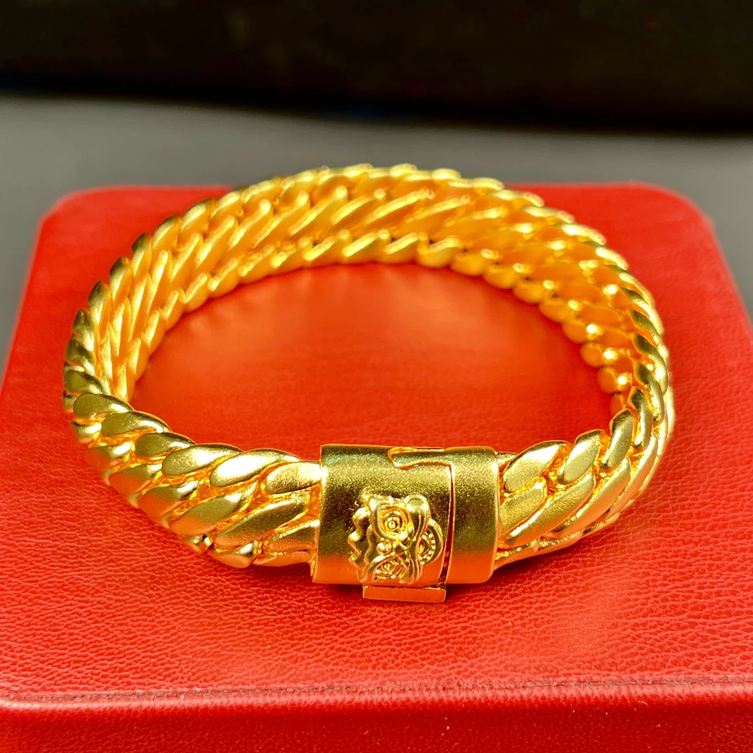 足银手链 金银古法三马鞭手链男士经典霸气时尚磨砂