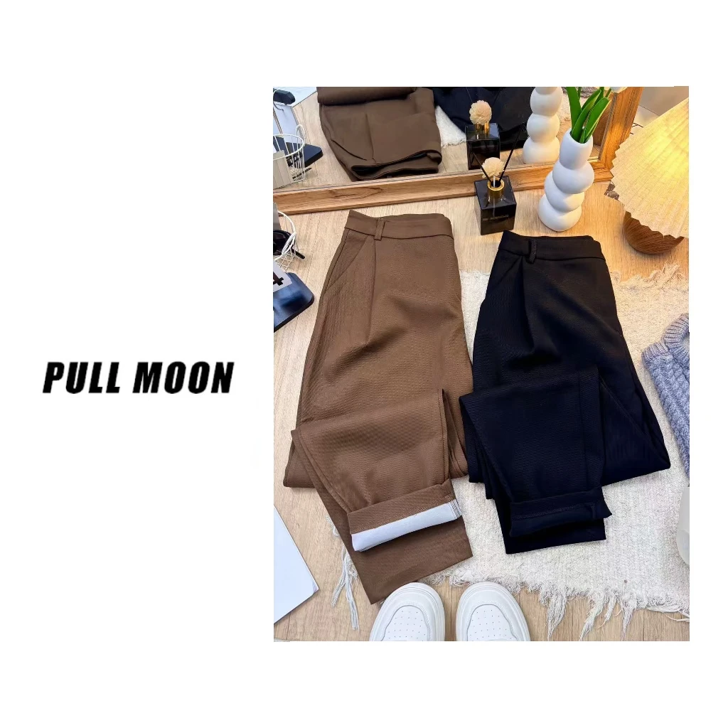 23158/115 新款高腰不规则设计感休闲宽松九分哈伦裤